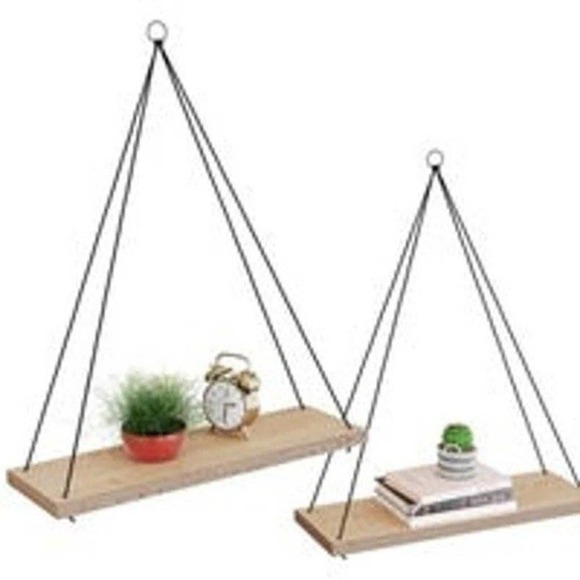 NEW Wall Hanging Shelf (Set of 2) - Natural 17.5in x 5.5in x 21 in - Picture 1 of 3